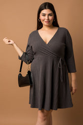 PLUS Faux Wrap Tie Dress