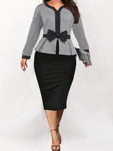 Women's Plus Size Sheath Dress Solid Color V Neck Long Sleeve Dress
