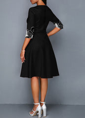 3/4 Sleeve Tribal Print Round Neck Dress