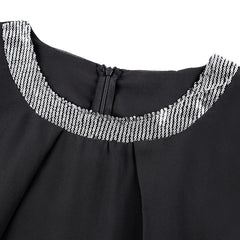 Women's Plus Size Sequin Dress Solid Color Crew Neck Party Dress