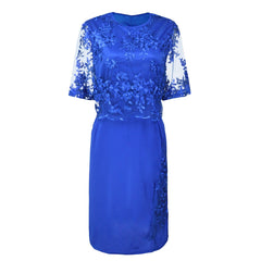 Women's Plus Size Party Dress Floral Crew Neck Lace Dress