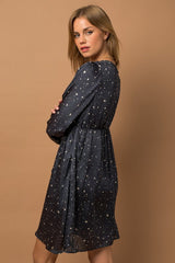 Self Tie Abstract Wrap Dress