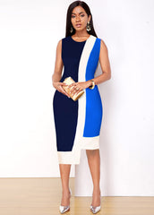 Asymmetric Hem Sleeveless Contrast Dress